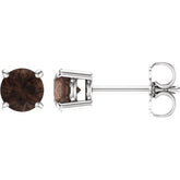 14K White 5 mm Natural Smoky Quartz Stud Earrings