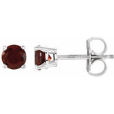 14K White 4 mm Natural Mozambique Garnet Stud Earrings