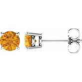 14K White 5 mm Natural Citrine Stud Earrings