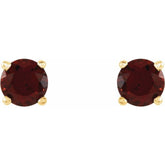 14K Yellow 4 mm Natural Mozambique Garnet Stud Earrings