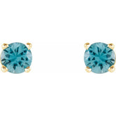 14K Yellow 4 mm Natural Blue Zircon Stud Earrings