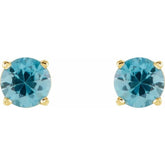 14K Yellow 5 mm Natural Blue Zircon Stud Earrings