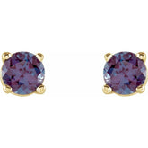 14K Yellow Gold 4 mm Lab-Grown Alexandrite Earrings