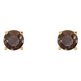 14K Yellow 5 mm Natural Smoky Quartz Stud Earrings