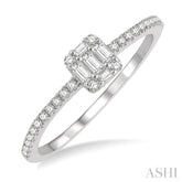1/4 Ctw Cushion Shape Petite Baguette and Round Cut Diamond Fashion Promise Ring in 10K White Gold
