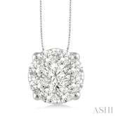 1 Ctw Round Cut Lovebright Diamond Pendant in 14K White Gold with Chain
