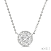 1/3 Ctw Round Shape Lovebright Diamond Pendant With Chain in 14K White Gold