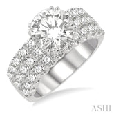 1 3/4 Ctw Triple Row Round Cut Diamond Semi-Mount Engagement Ring in 14K White Gold