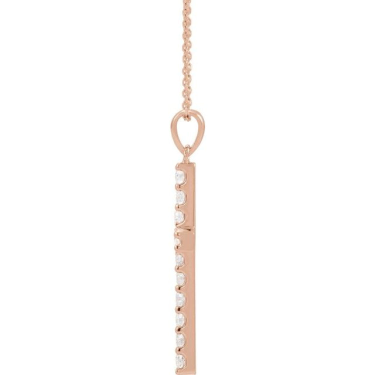 14K Rose 1 CTW Lab-Grown Diamond Cross 18" Necklace 14K Rose 1 CTW Lab-Grown Diamond Cross 18" Necklace