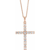 14K Rose 1/5 CTW Lab-Grown Diamond Cross 18" Necklace