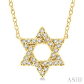 1/10 Ctw Petite Star of David Round Cut Diamond Fashion Pendant With Chain in 10K Yellow Gold