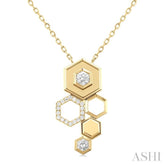 3/8 Ctw Asymmetric Hexagon Motif Round Cut Diamond Fashion Pendant With Chain in 14K Yellow Gold