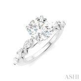3/4 Ctw Round Shape Marquise and Round Cut Diamond Semi-Mount Engagement Ring in 14K White Gold