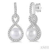 10K 0.25Ct 6mm/Pearl Fashion Earrings