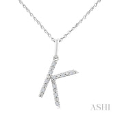 1/20 Ctw Initial 'K' Round Cut Diamond Fashion Pendant With Chain in Sterling Silver