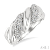 1/10 Ctw Bold Ribbed Swirl Single Cut Diamond Bold Fashion Band in Sterling Silver