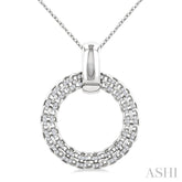 1/8 Ctw Cable Chain Inspired Bold Weave Circle Round Cut Diamond Pendant With Chain in Sterling Silver