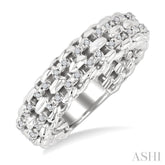 1/10 Ctw Bold Cable Chain Inspired Round Cut Diamond Fashion Ring in Sterling Silver