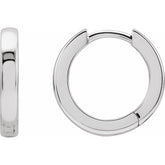 14K White Gold Hinged 12 mm Hoop Earrings