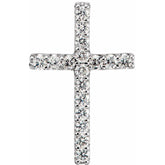 14K White .06 CTW Lab-Grown Diamond Petite Cross Pendant