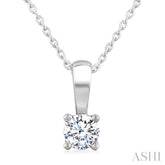 1/3 Ctw Prong Set Round Cut Diamond Solitaire Pendant With Chain in 14K White Gold