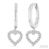 1/10 Ctw Petite Heart Shape Round Cut Diamond Fashion Huggies Earrings in 10K White Gold