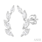 1/2 Ctw Marquise Cut Diamond Leaf Vine Fashion Stud Earrings in 14K White Gold