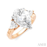 1/2 Ctw Pear Shape Trillion Cut & Round Cut Diamond Semi-Mount Engagement Ring in 14K Rose and White Gold