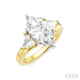 1/2 Ctw Marquise Shape Trillion and Round Cut Diamond Semi-Mount Engagement Ring in 14K Yellow and White Gold