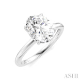 1/20 Ctw Oval Shape Round Cut Diamond Semi-Mount Engagement Ring in 14K White Gold