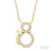 1/10 Ctw Cat Shape Petite Single Cut Diamond Fashion Pendant With Chain in 10K Yellow Gold