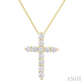 1/3 Ctw Round Cut Diamond Cross Pendant in 14K Yellow Gold with Chain