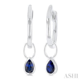 5x3 MM Bezel Set Pear Cut Sapphire Precious Fashion Huggie Earrings in 14K White Gold