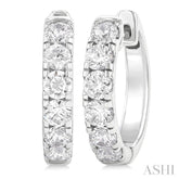 1 Ctw Round Cut Diamond Hoop Earrings in 14K White Gold