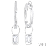 1/3 Ctw Bezel Set Emerald Cut Diamond Huggie Earrings in 10K White Gold