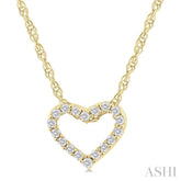 1/20 Ctw Heart Shape Round Cut Diamond Pendant With Chain in 14K Yellow Gold