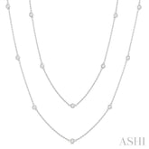 1 Ctw Bezel Set Round Cut Diamond Station Long Necklace in 14K White Gold
