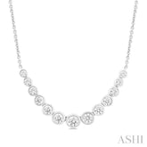 1 Ctw Graduated Bezel Set Round Cut Diamond Smile Necklace in 14K White Gold