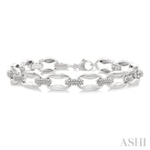 1/10 Ctw Oval Shape D-Link Round Cut Diamond Bracelet in Sterling Silver