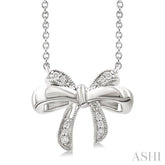 1/20 Ctw Bow Round Cut Diamond Fashion Pendant With Chain in Sterling Silver