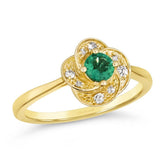 14K 0.09ct-Diamond 0.24ct/Emerald Fashion Rings