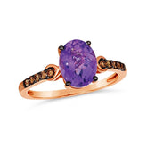 14K 0.15ct-Diamond 1.75ct-Amethyst Fashion Ring