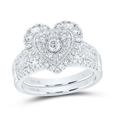 10k .87ct-Diamond NK-Heart Bridal-Set Size-7