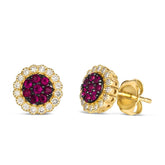 14K 0.25ct-Diamond 0.28ct-Passion-Ruby Fashion Earrings