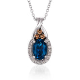 14K 0.14ct-Diamond 0.70ct/London-BlueTopaz Fashion Necklace