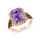14k-Strawberry-Gold 3.24ct Grape-Amethyst .82ct-Chocolate-&Nude Diamond-Ring