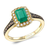 14K .34CT-Diamond .70-Emerald Ring