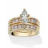 14K 1.00CT-Diamond Marquise-Cut-Solitaire Bridal-Set Size-7