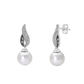 14k .14ct-Diamond Pearl Earrings