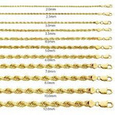 10K 2MM 9" Rope Bracelet